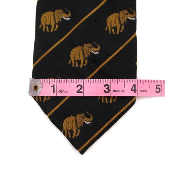 Vintage Wildlife Wide Tie Lot Trevira Elephant Silk Italian Animals Gold Navy - Picture 11 of 16